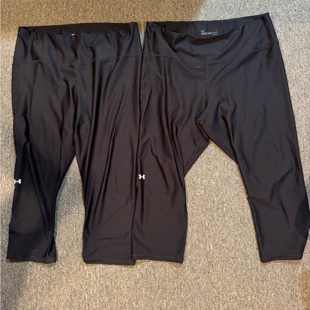 2 Pair Women’s Under Armor Heat Gear Workout Leggings Size 2X